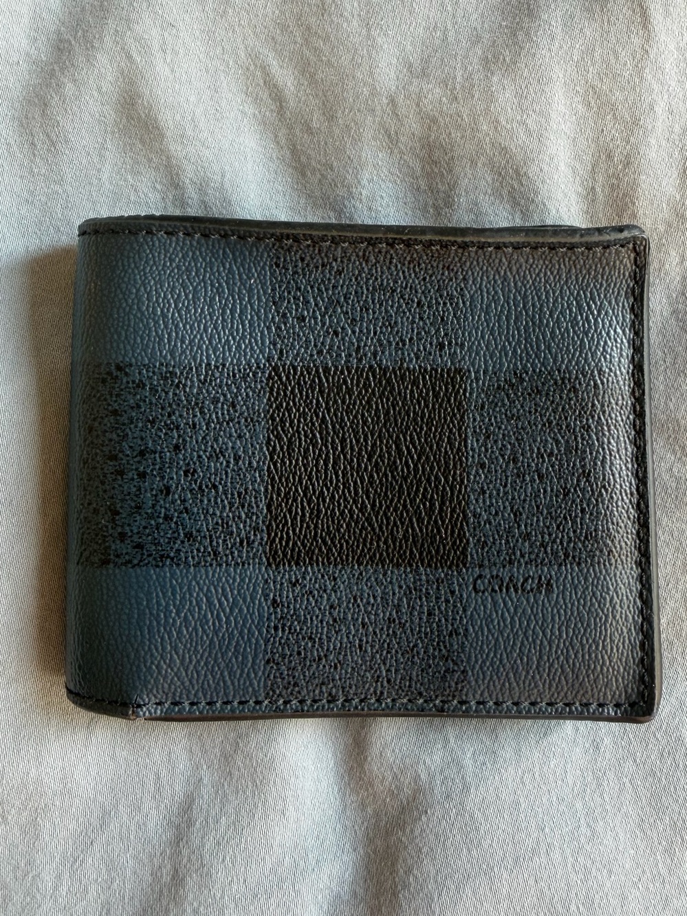 Coach Blue Black Checkered Bifold Wallet